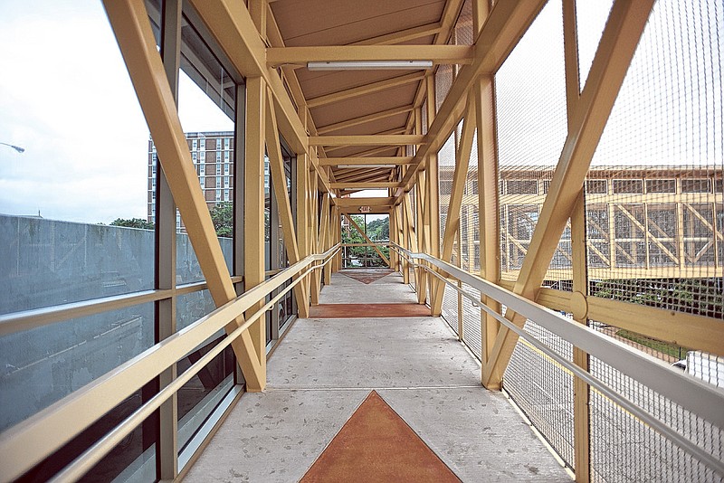 A breezeway at Liberty Tower is partially enclosed.