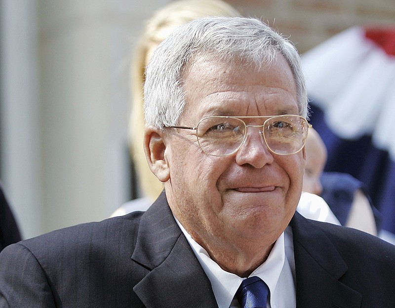 
              FILE - In this Aug. 17, 2007, file photo, former House Speaker Dennis, Hastert, R-Ill., announces that he will not seek re-election for a 12th term in Yorkville, Ill. Federal prosecutors have indicted Thursday, May 28, 2015, the former U.S. House Speaker on bank-related charges. (AP Photo/Brian Kersey, File)
            