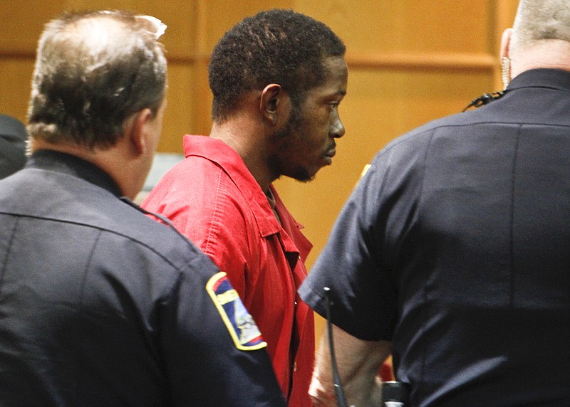 Rhasean Lowry appears before Judge Christie Mahn Sell on Tuesday, Sept. 9, 2014, on charges of homicide in the death of his girlfriend's 3-year-old daughter Tatiana Emerson. His case has been pushed to Oct. 1, 2014.