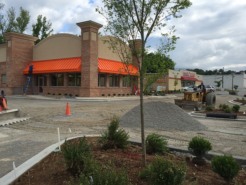 Construction crews work to finish the new Bojangles in Red Bank.