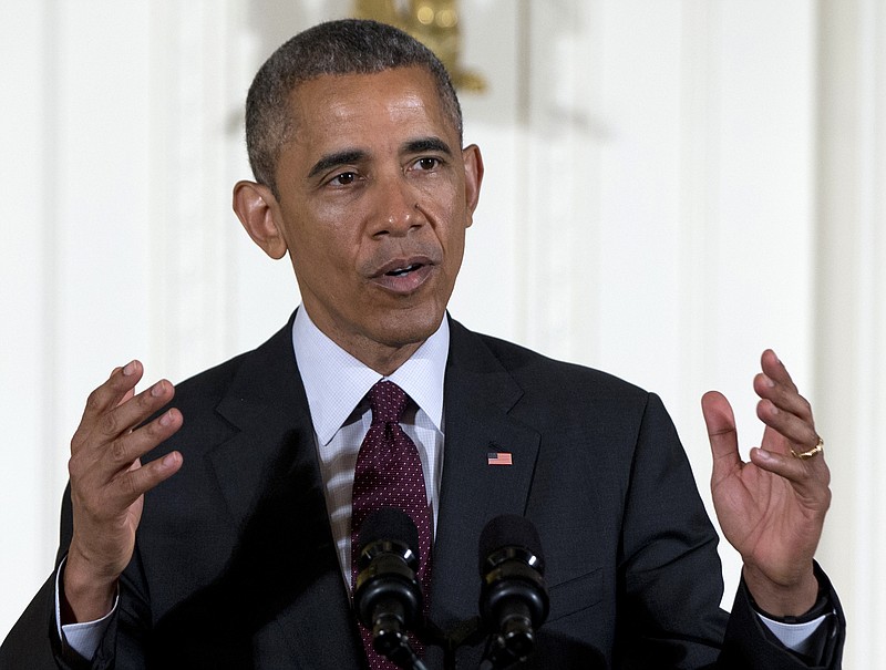 
              FILE - In this June 2, 2015 file photo President Barack Obama speaks in the East Room of the White House in Washington. The president says China has made inquiries about potentially joining a Trans-Pacific trade agreement in the future. The agreement now involves the U.S. and 11 other Pacific rim countries and is the central goal of the contentious trade debate now unfolding in Congress. (AP Photo/Carolyn Kaster, File)
            