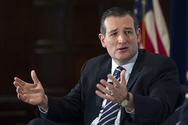 In this April 29, 2015, file photo, Republican presidential candidate Sen. Ted Cruz, R-Texas speaks at the U.S. Hispanic Chamber of Commerce (USHCC) meeting at the National Press Club in Washington.