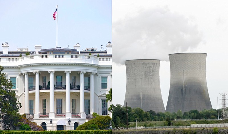 A composite image of the White House and a TVA nuclear plant.