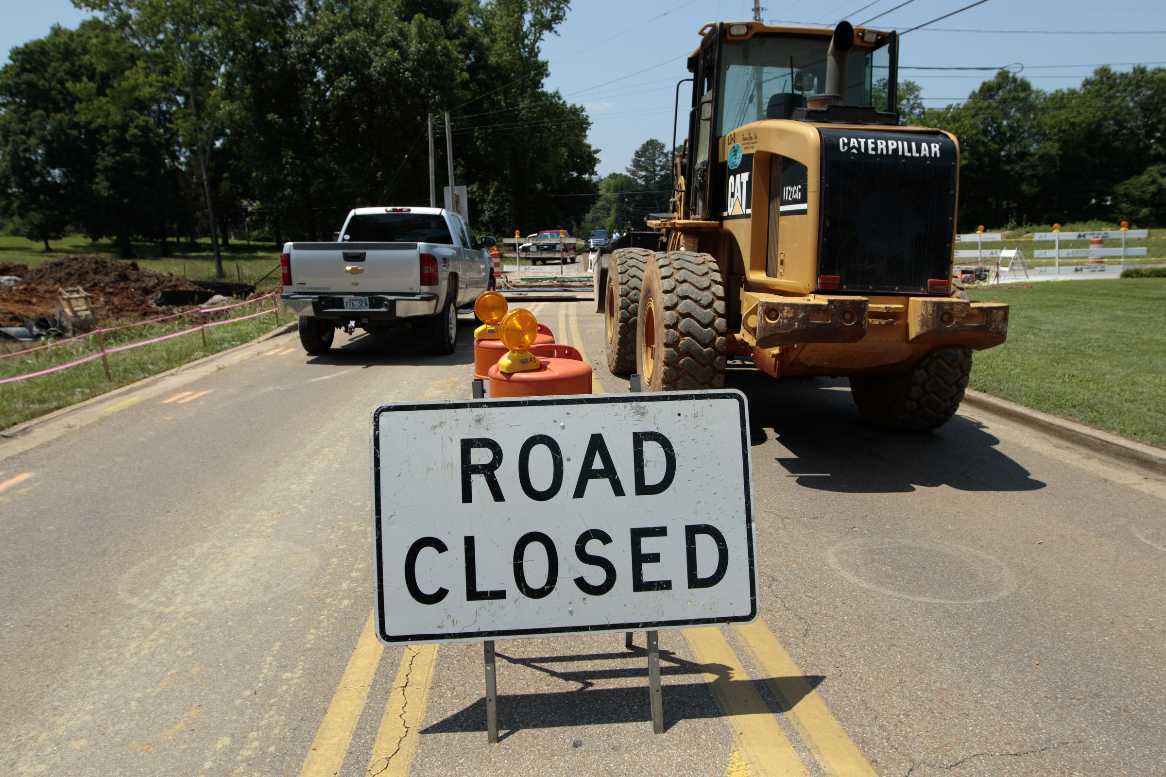 Staff photo by Doug Strickland
A sign indicates that a portion of Middle Valley Road has been temporarily closed for the construction of a new Wal Mart Neighborhood Market store Wednesday, June 10, 2015, in Hixson, Tenn.