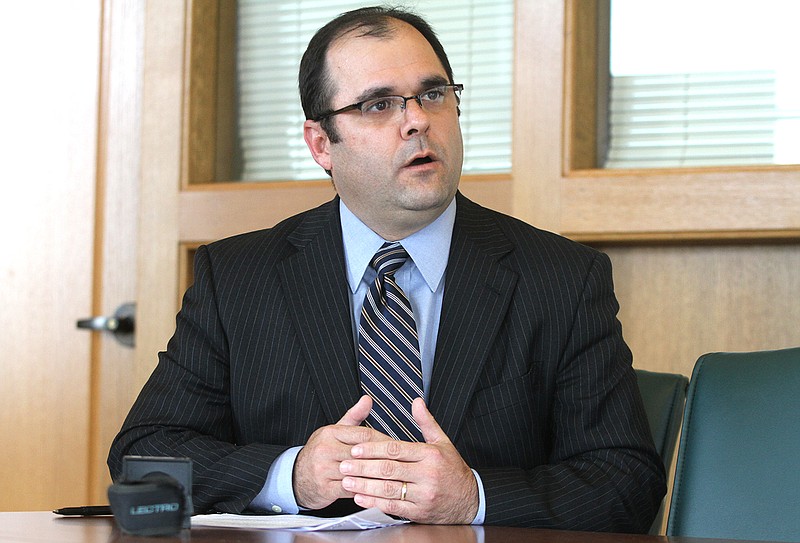 Staff Photo by Maura Friedman/Chattanooga Times Free PressIn this file photo Travis McDonough announces an agreement had been reached between the city and the owner of the Delta Queen at a news conference in City Hall in Chattanooga.