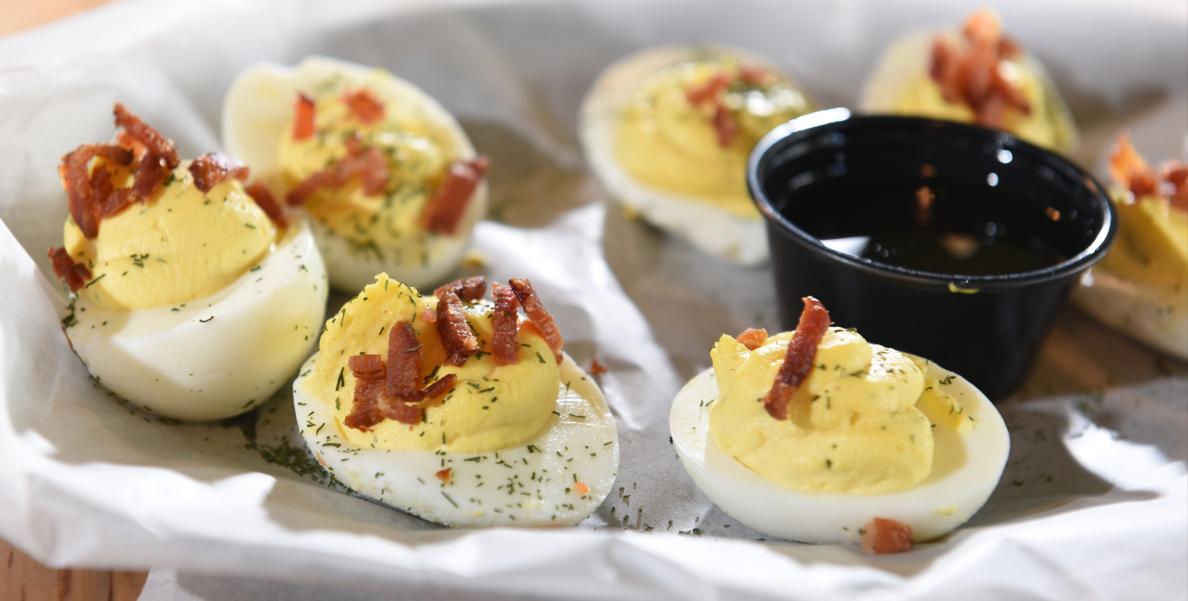 Staff photo by John Rawlston/Chattanooga Times Free Press
Deviled eggs are on the menu of appetizer options at the Brewhaus, photographed Thursday, June 11, 2015, in Chattanooga, Tenn.