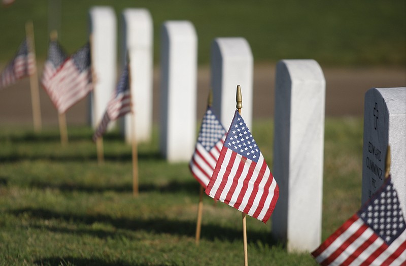 Flags are seen at the Chattanooga National Cemetery in this file photo.