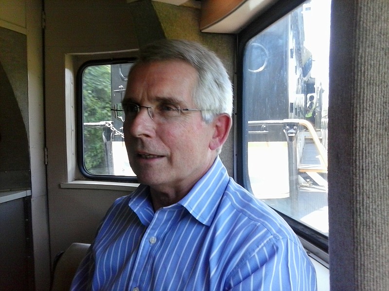 Charles "Rick" Moorman, chairman of the board of Norfolk Southern Railroad, rode an excursion train Wednesday from Chattanooga to LaFayette.