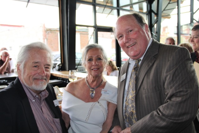 John Henry, sculptor and curator of the sculpture park; his wife, Pamela Henry; and Bill Chapin, Sculpture Fields board member, from left.