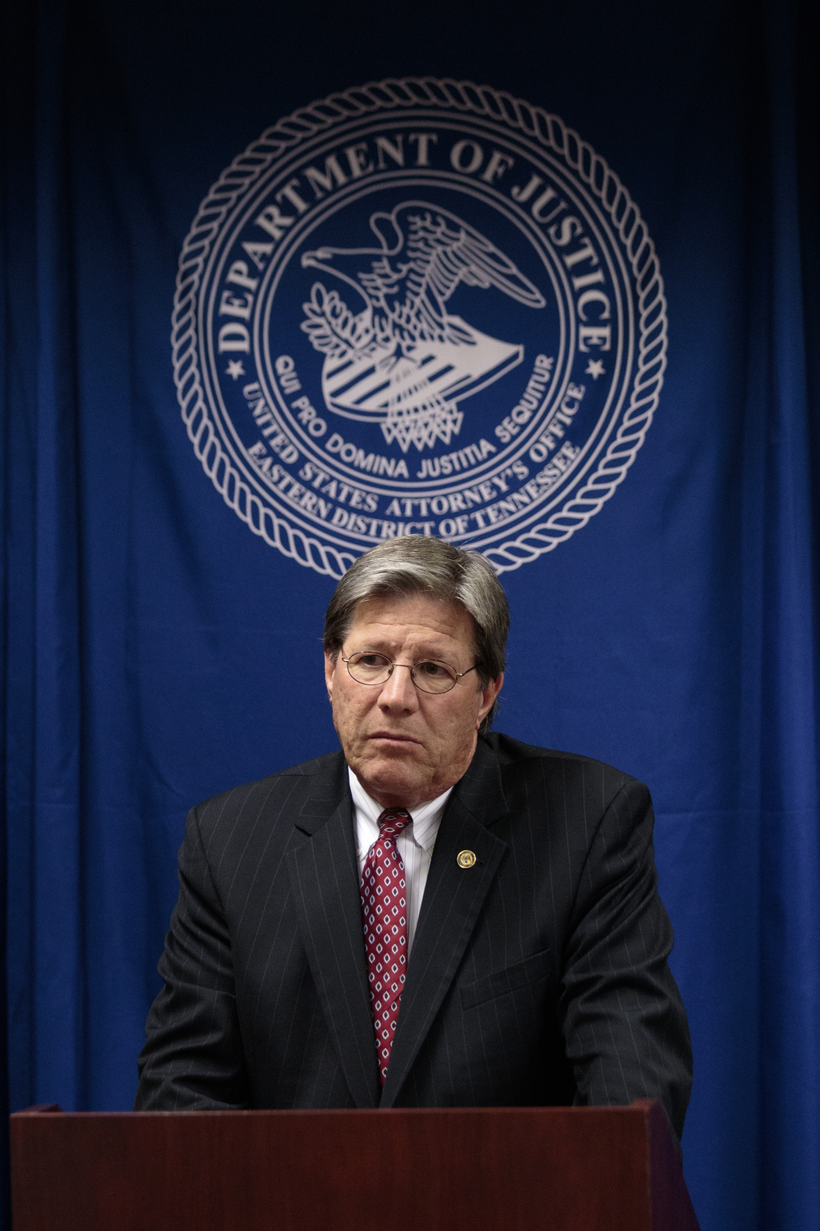 Staff photo by Doug Strickland
U.S. Attorney Bill Killian speaks during a news conference to introduce delegates from the country of Georgia on Wednesday, June 17, 2015, at the U.S. District Attorney's office in Chattanooga, Tenn. Delegates are visiting Tennessee to learn about the United States legal system.