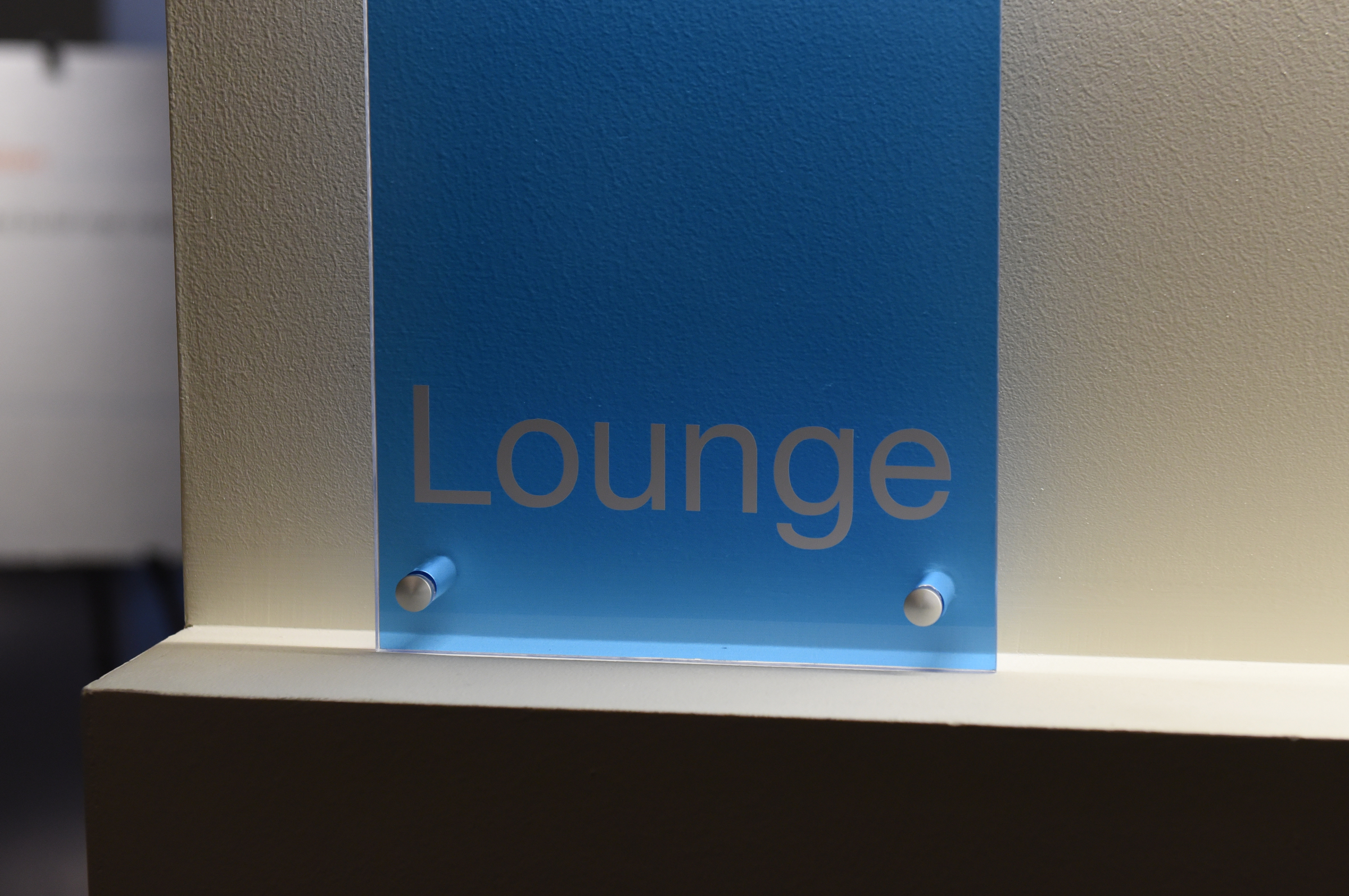 Staff photo by John RawlstonA sign for the lounge at TechTown.