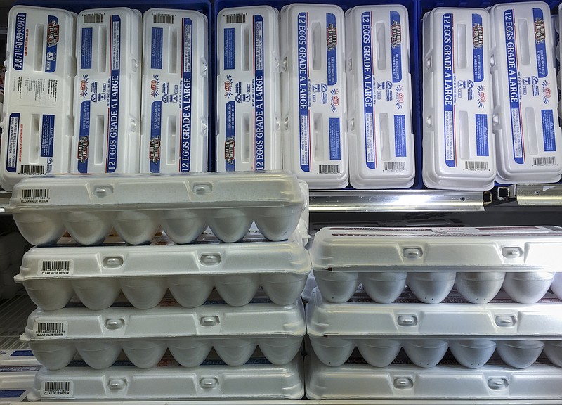 Staff photo by Doug Strickland
Cartons of eggs are displayed on the shelves at Bi Lo grocery store on Signal Mountain Road on Friday, June 19, 2015, in Chattanooga, Tenn. Egg prices have been increasing as a result of problems with avian flu in egg-laying chicken populations.