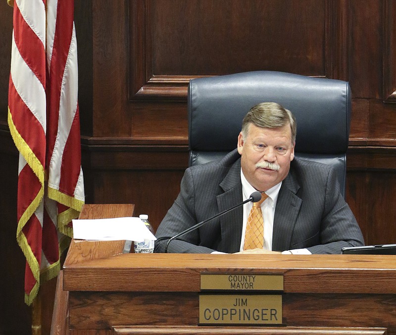 Hamilton County Mayor Jim Coppinger during a county commission meeting.