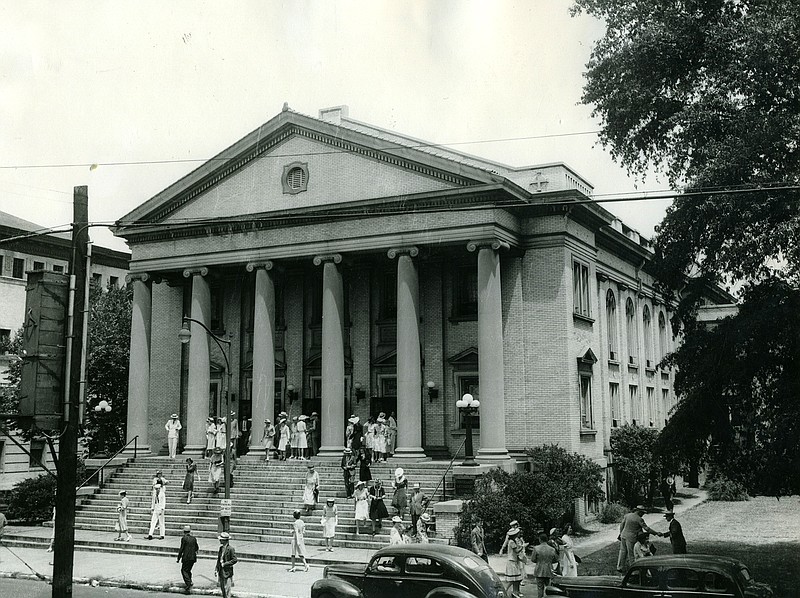 Times Free Press File PhotoThe former Centenary Methodist Church, finished in 1922 at the corner of McCallie and Lindsay streets, is a forerunner of First-Centenary United Methodist Church.