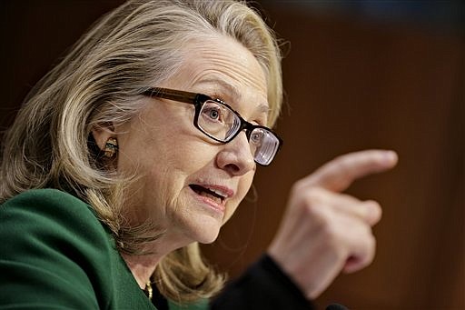 Then-Secretary of State Hillary Rodham Clinton testifies on Capitol Hill in Washington before the Senate Foreign Relations Committee hearing on the deadly September attack on the U.S. diplomatic mission in Benghazi, Libya, in this file photo.