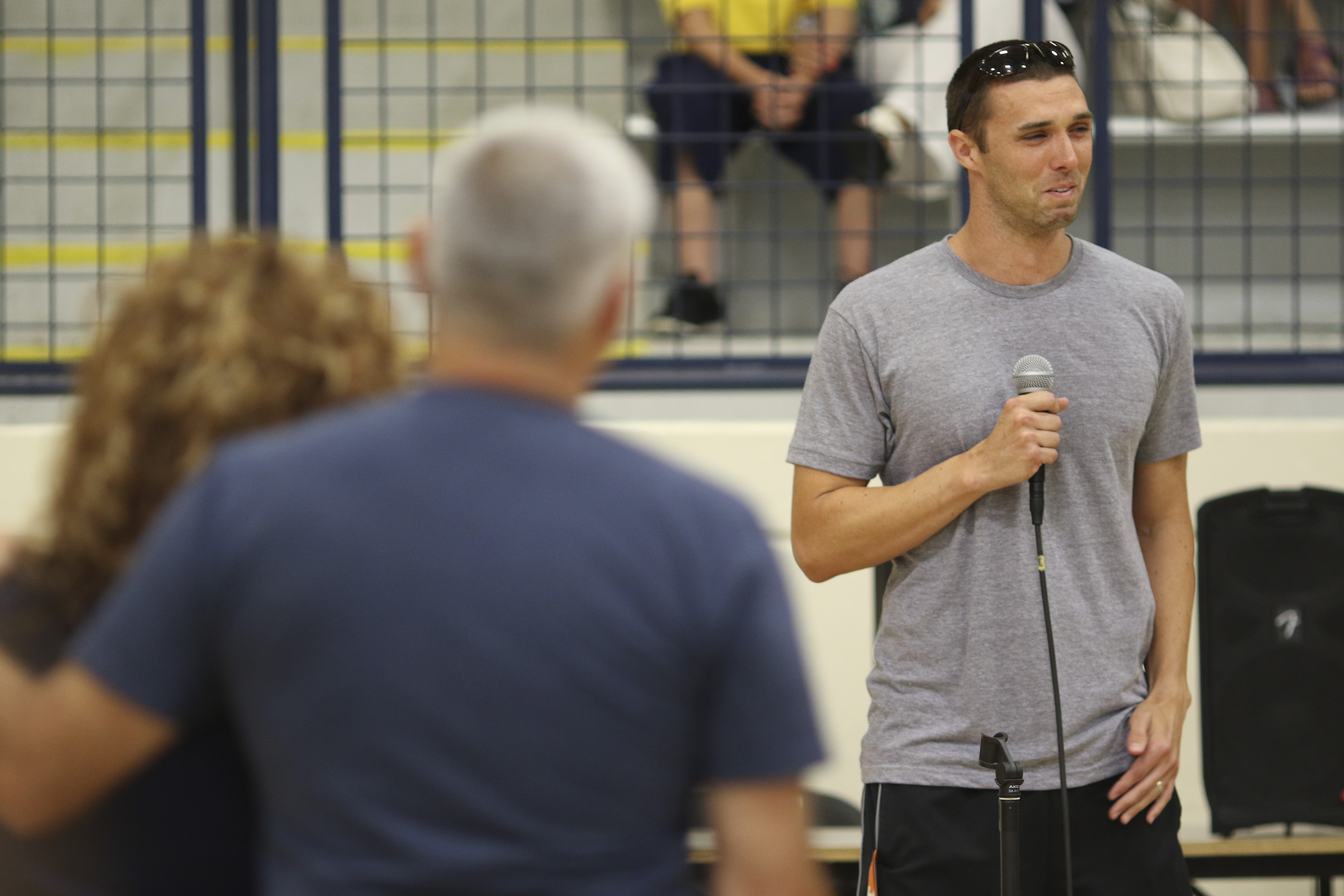 Photo by Dan Henry / The Chattanooga Times Free Press. Casey Gallagher speaks about his late brother during a candlelight vigil on Friday June 26, 2015 for Ocoee Middle School's band director, Brian Gallaher, who was one of the six people killed in a crash on I-75 late Thursday evening.