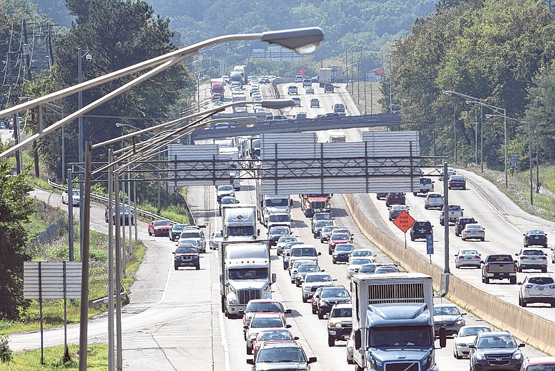 Eastbound Interstate 24 traffic snarls each weekday afternoon leaving downtown Chattanooga. Three lanes each way have been the norm for more than 40 years at this location.