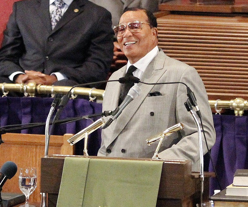 National of Islam leader Louis Farrakhan speaks at the Metropolitan AME Church in Washington to announce plans for the Millions for Justice march to be held in Washington on Oct. 10, during a news conference Wednesday, June 24, 2015. He said he intends to hold the rally Oct. 10 on the National Mall, the same place where the original Million Man March took place in 1995.