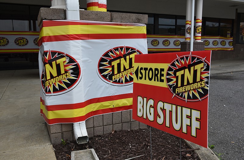 Staff photo by John Rawlston/Chattanooga Times Free Press 
The new TNT Fireworks store on North Glenwood in Dalton, Ga., is photographed on Tuesday, June 30,  2015. New state laws regulating fireworks take effect July 1, 2015, increasing the taxes of firework sales and allowing for the sale of larger fireworks. Larger fireworks must be sold in a permanent building and may not be sold in tents. 