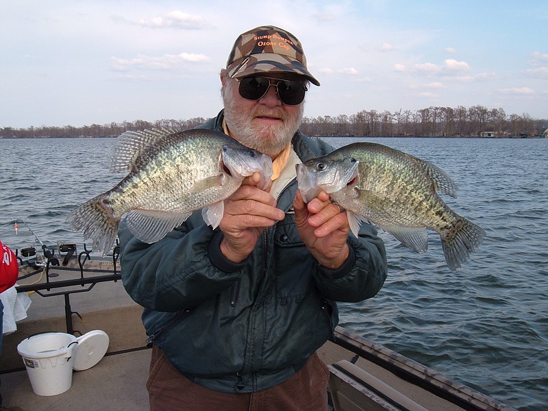 Contributed photoLongtime fisherman and outdoors television show host Benny Hull holds two crappie out of a group he caught in an outing on Reelfoot Lake. His "Southern Sportsman" show has won a 2015 Telly Award.