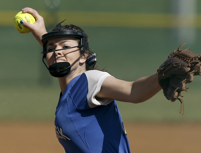 Sale Creek's McKenna Morgan pitches during her game against Knoxville Grace in this, May 21, 2015, photo.