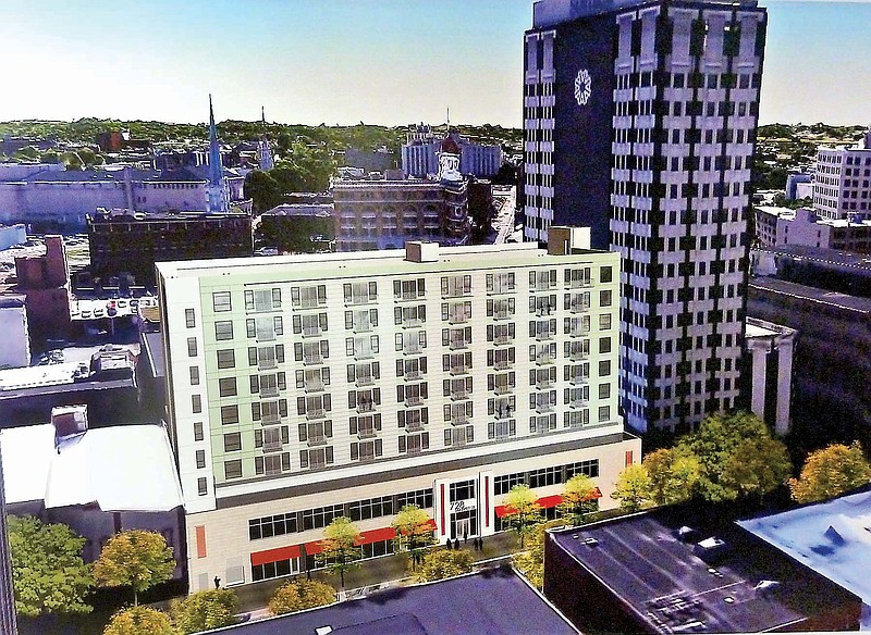 This rendering shows what the tower slated to go up on the 700 block of Market Street in downtown Chattanooga should look like. 