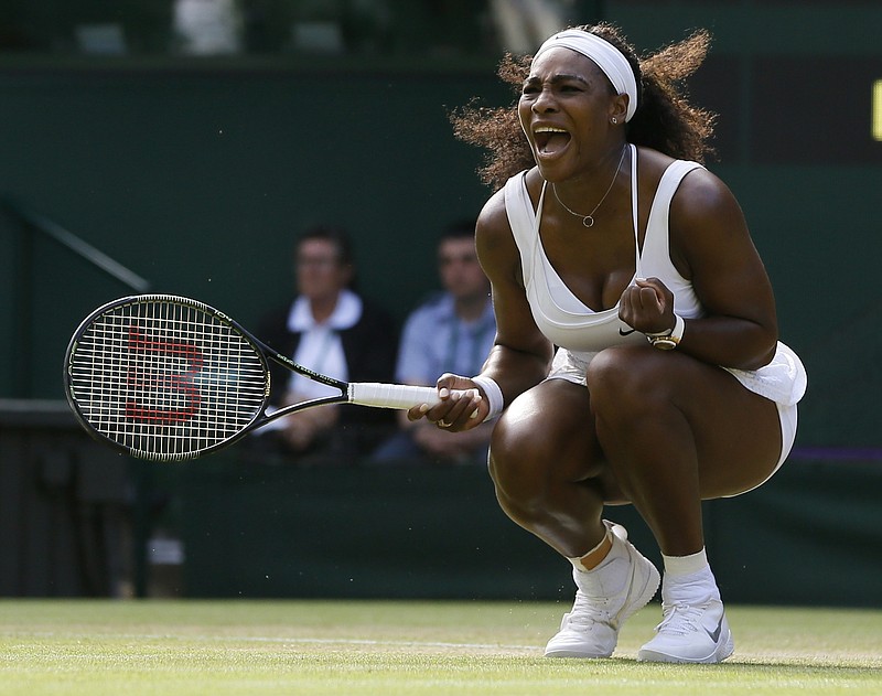 
              Serena Williams of the United States celebrates winning a point against Heather Watson of Britain, during their singles match at the All England Lawn Tennis Championships in Wimbledon, London, Friday July 3, 2015. (AP Photo/Kirsty Wigglesworth)
            