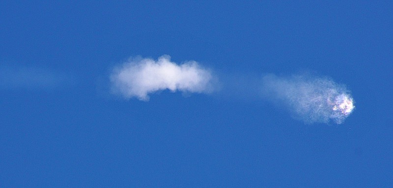 The SpaceX Falcon 9 rocket and Dragon spacecraft breaks apart shortly after liftoff at the Cape Canaveral Air Force Station in Cape Canaveral, Fla., in this June 28, 2015, file photo. The rocket was carrying supplies to the International Space Station.