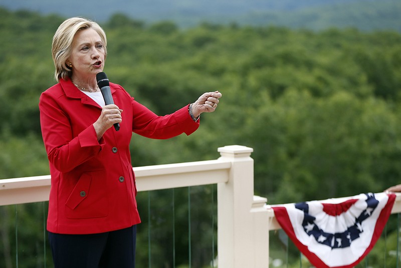 
              Democratic presidential candidate Hillary Rodham Clinton speaks to supporters at organizing event at a private residence, Saturday, July 4, 2015, in Glen, N.H. (AP Photo/Robert F. Bukaty)
            