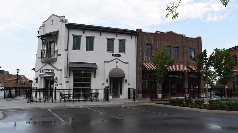 Staff photo by John Rawlston/Chattanooga Times Free Press 
The recently-opened Heaven and Ale, the white building at left, is located next to Wine Down, a soon-to-open wine tasting room that will also serve food, beer and liquor, photographed on Tuesday, June 30,  2015, at Cambridge Square in the Ooltewah community in Chattanooga, Tenn. 