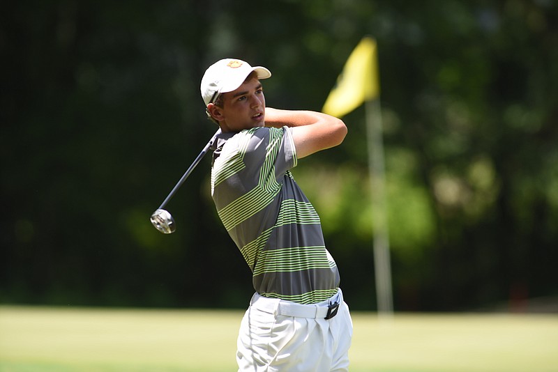 William Nottingham wins the State Junior Amateur golf tournament Thursday, July 9, 2015, at Cleveland Country Club.  Nottingham withstood a charge by Cooper Sears and won on the second hole of a two-hole playoff.