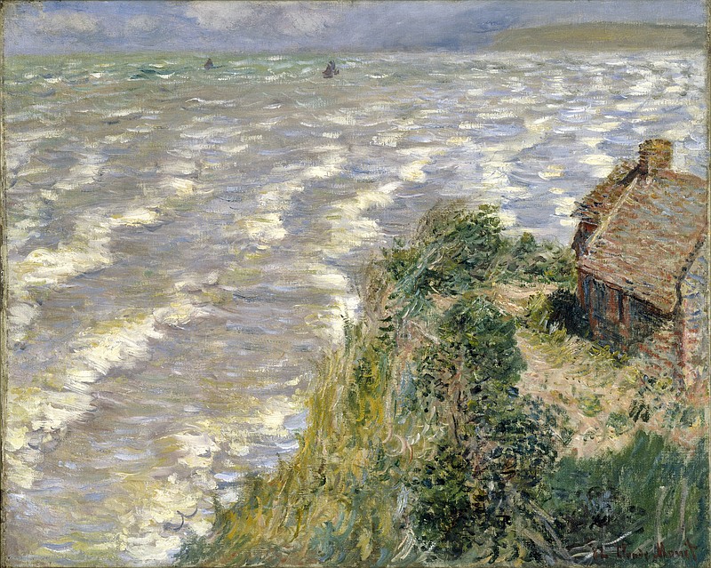"Rising Tide at Pourville," an 1882 painting of oil on canvas, is one of four works by Claude Monet that are part of the exhibition "Monet and American Impressionism" at the Hunter Museum of American Art. It was a gift by Mrs. Horace O. Havemeyer to the Brooklyn Museum.