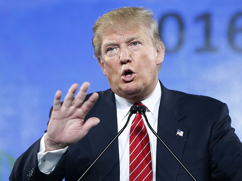 
              FILE - In this Saturday, July 11, 2015, file photo, Republican presidential candidate Donald Trump speaks at FreedomFest in Las Vegas. Retired "Late Show" host David Letterman appeared with comedians Martin Short and Steve Martin at their live comedy show on Friday, July 10, 2015, in San Antonio, where Letterman read "Interesting facts about Donald Trump." (AP Photo/John Locher, File)
            