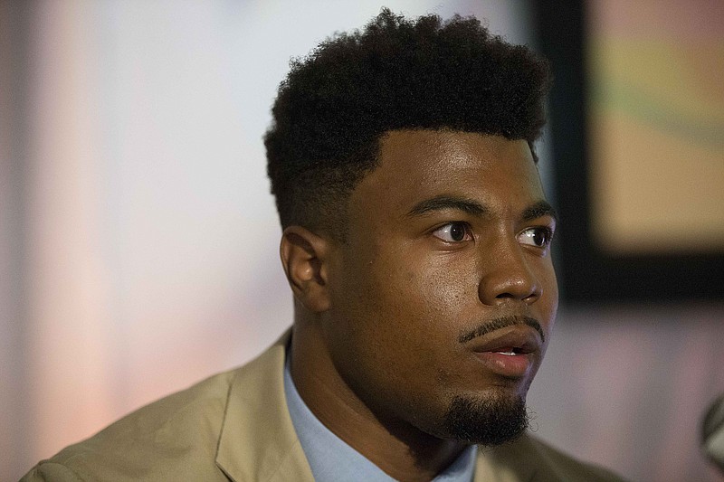 Tennessee defensive back Cameron Sutton speaks to the media at the Southeastern Conference NCAA college football media days Tuesday, July 14, 2015, in Hoover, Ala. 