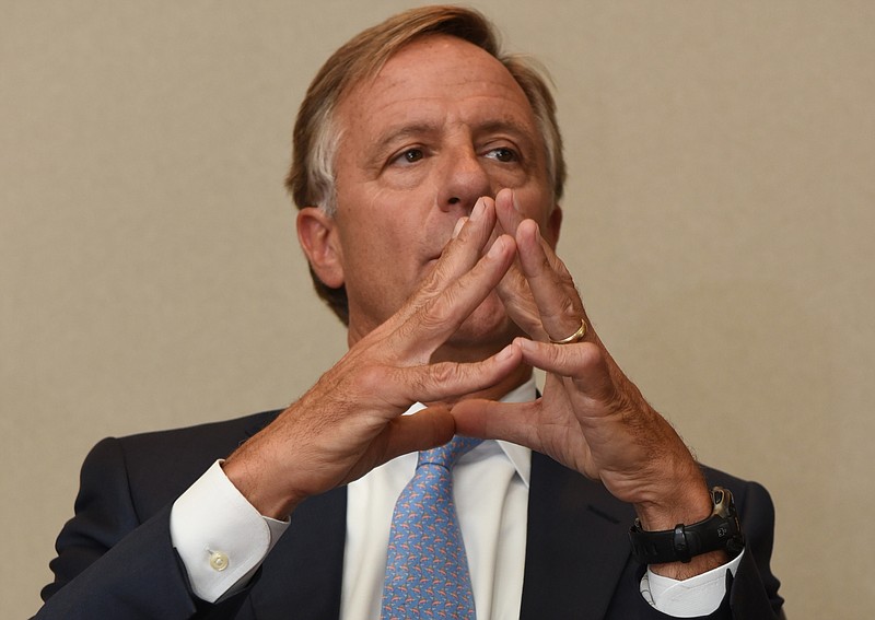 Tennessee Governor Bill Haslam speaks during a meeting with the Chattanooga Times Free Press editorial board Thursday, June 11, 2015, in Chattanooga, Tenn.