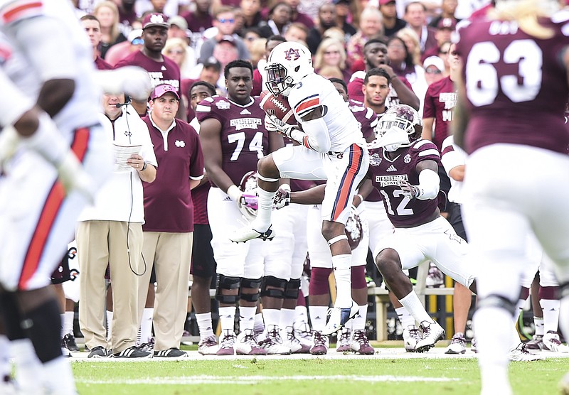 Auburn cornerback Jonathan Jones had a team-high six interceptions last season, including two in this game at Mississippi State.