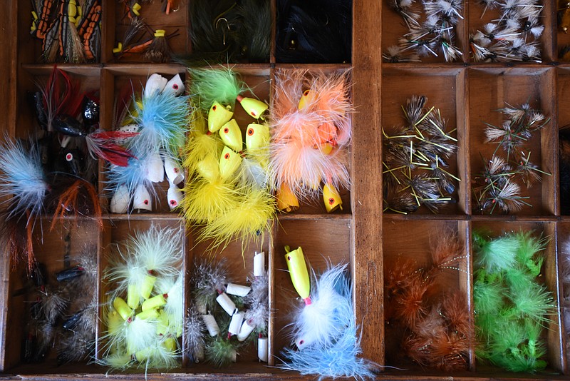Lures fill a box in Trekka Outfitters on Dayton Blvd., Wednesday, July 15, 2015.