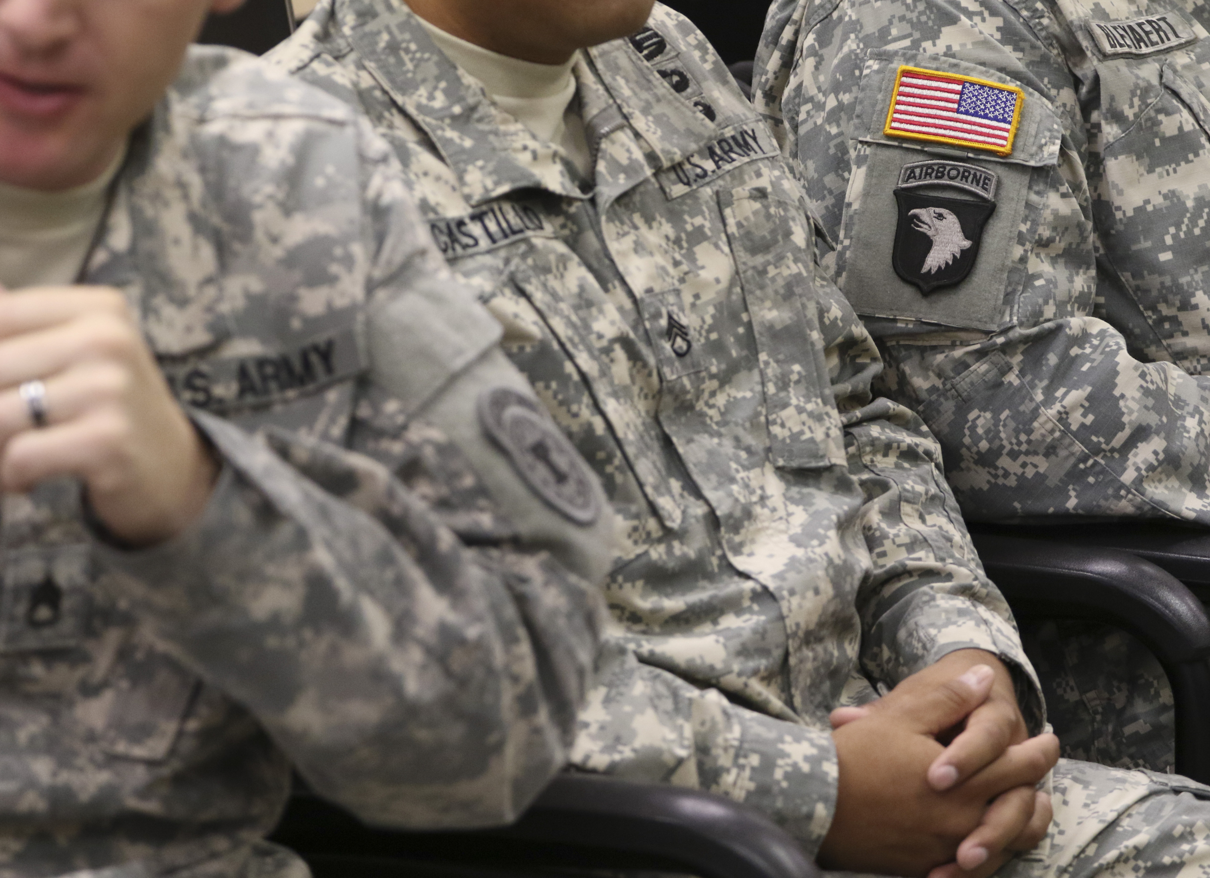 Area Army recruiters gather at the Armed Forces Career Center off of Lee Highway before meeting with Chattanooga Mayor Andy Berke and Police Chief Fred Fletcher on Tuesday, July 21, 2015 where Army representatives thanked them for the quick response during the July 16, 2015 terror shootings.