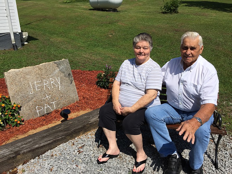 Patsy and Jerry Bowman of Chickamauga, Georgia, wrote  their names in a wet cement sidewalk in 1956.