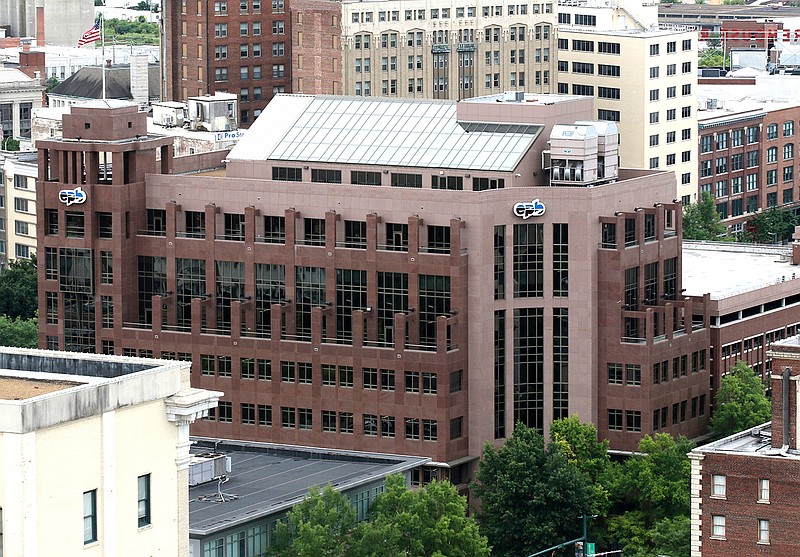 The EPB building is seen from the Republic Centre building Thursday, May 28, 2015, in Chattanooga, Tenn. The Republic Centre is the tallest building in Chattanooga.