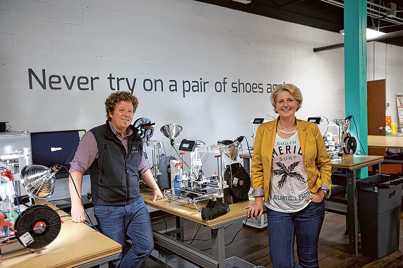 Feetz founder Lucy Beard, right, with Feetz chief technology officer Nigel Beard.