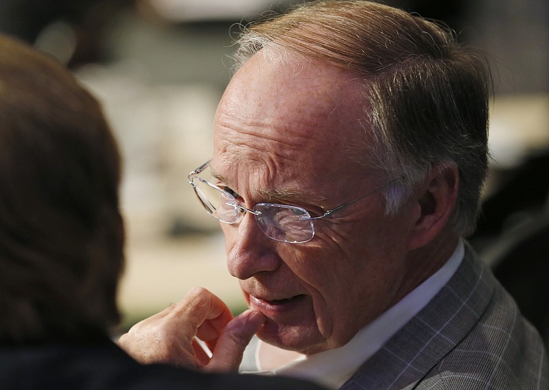 Alabama Gov. Robert Bentley, right, talks with Tennessee Gov. Bill Haslam, prior to the closing session at the National Governors Association Summer meeting at the Greenbrier in White Sulphur Springs, W. Va., Saturday, July 25, 2015.