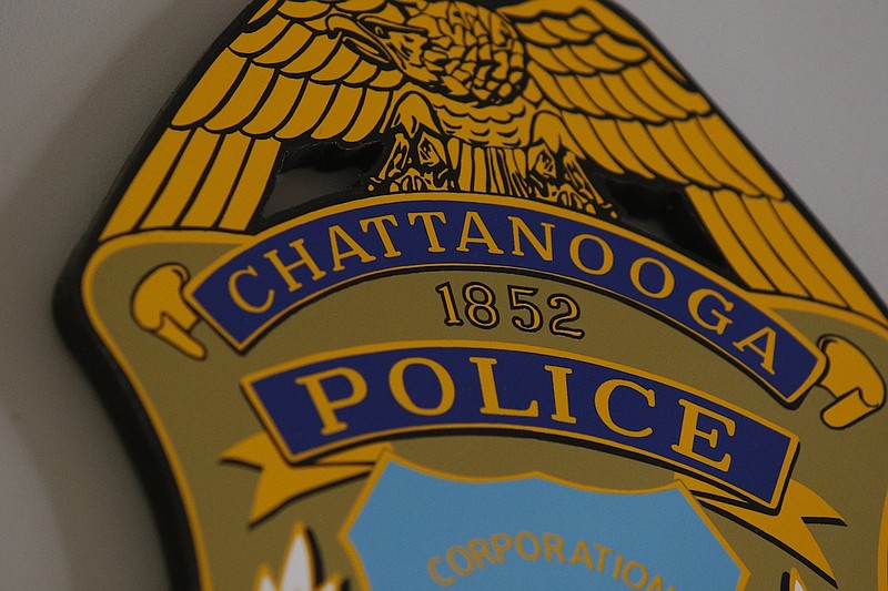 A Chattanooga Police badge placard is seen on Wednesday, Jan. 21, 2015, at the Police Services Center in Chattanooga, Tenn. 