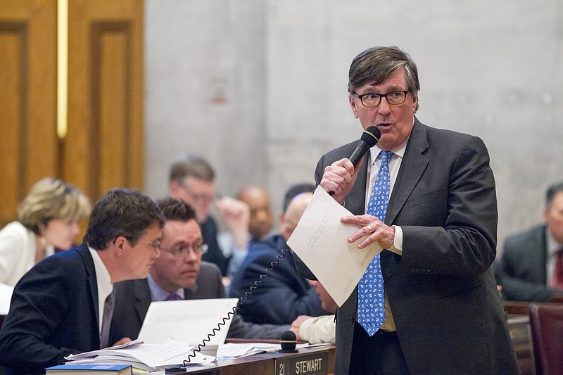 House Minority Leader Craig Fitzhugh, D-Ripley, speaks during the House debate over the state's spending plan at the state Capitol in Nashville on April 16.