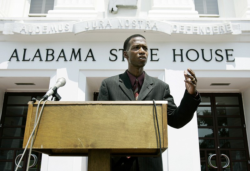 Rep. Ralph Howard, D-Greensboro, speaks during a 2007 news conference on the steps of the Statehouse in Montgomery, Ala.