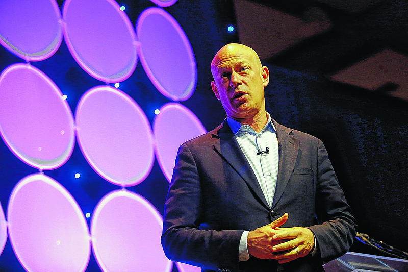 Keynote speaker and CEO of Coyote Logistics Jeff Silver speaks Wednesday, Nov. 12, 2014, at the Chattanooga Area Chamber of Commerce's Spirit of Innovation Awards luncheon at the Chattanooga Convention Center in Chattanooga, Tenn. The company 3DOps won the Early Innovator Award and the company Bellhops won the Spirit of Innovation Award.