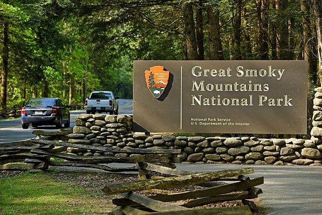 A sign stands at the entrance of the Great Smoky Mountains.  (MICHAEL PATRICK/NEWS SENTINEL)