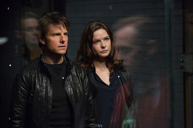 
              In this image released by Paramount Pictures, Tom Cruise, left, and Rebecca Ferguson appears in a scene from "Mission: Impossible - Rogue Nation."  (David James/Paramount Pictures and Skydance Productions via AP)
            