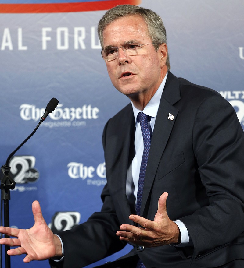 
              Republican presidential candidate, former Florida Gov. Jeb Bush speaks during a forum Monday, Aug. 3, 2015, in Manchester, N.H. (AP Photo/Jim Cole)
            