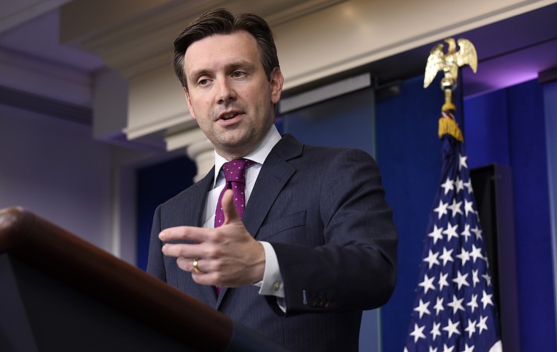 
              White House Press Secretary Josh Earnest speaks during the daily briefing at the White House in Washington, Tuesday, Aug. 4, 2015. Earnest answered questions about the anniversary of the voting rights act and the Iran nuclear agreement. (AP Photo/Susan Walsh)
            